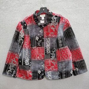 Molly &‎ Maxx Women Jacket 3X Gray Floral Colorblock Patchwork Quilted